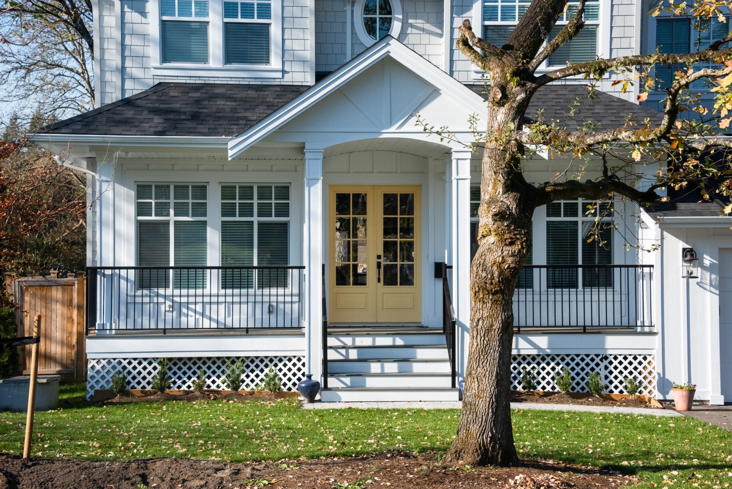 The front entrance of a house