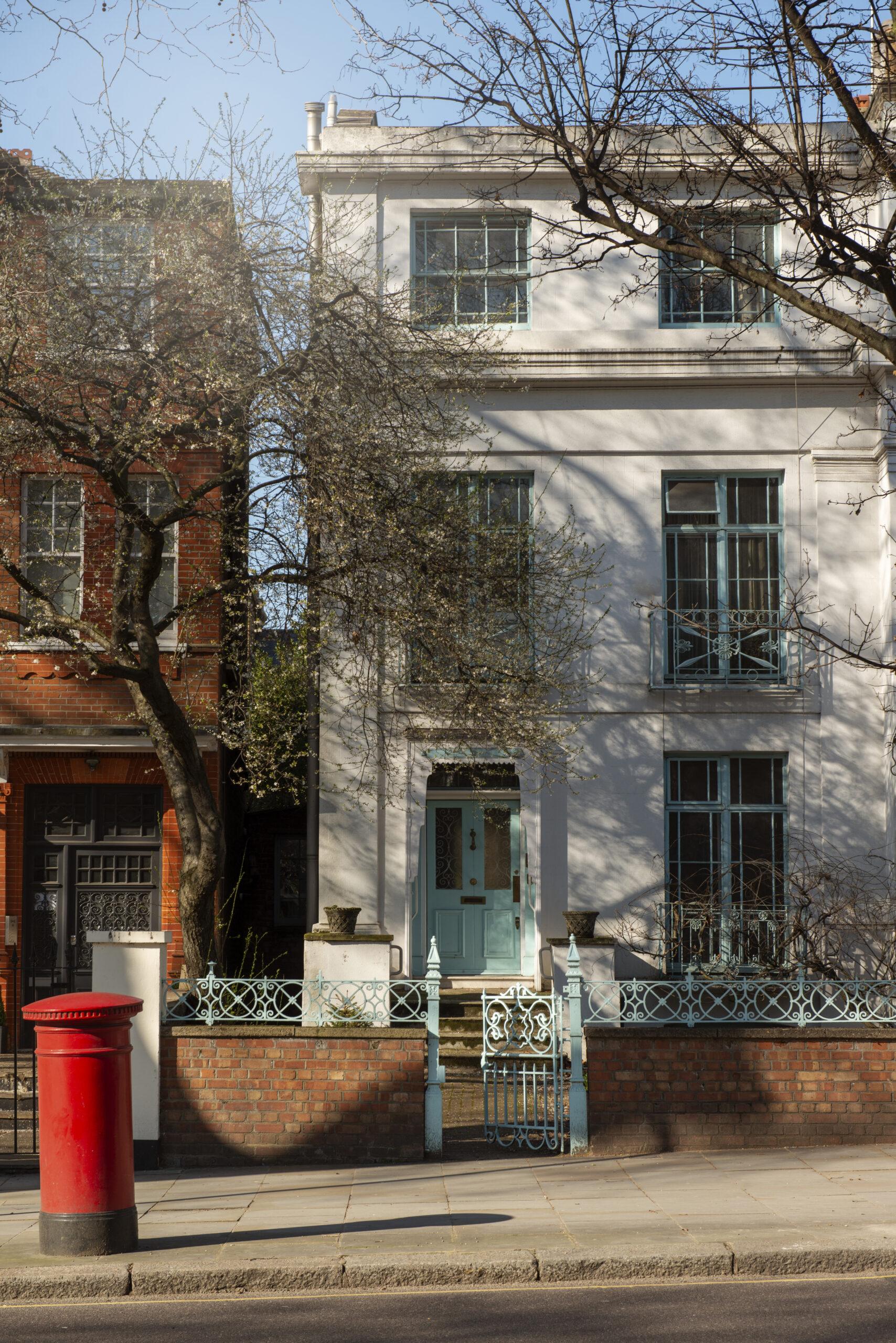 The front entrance of a house