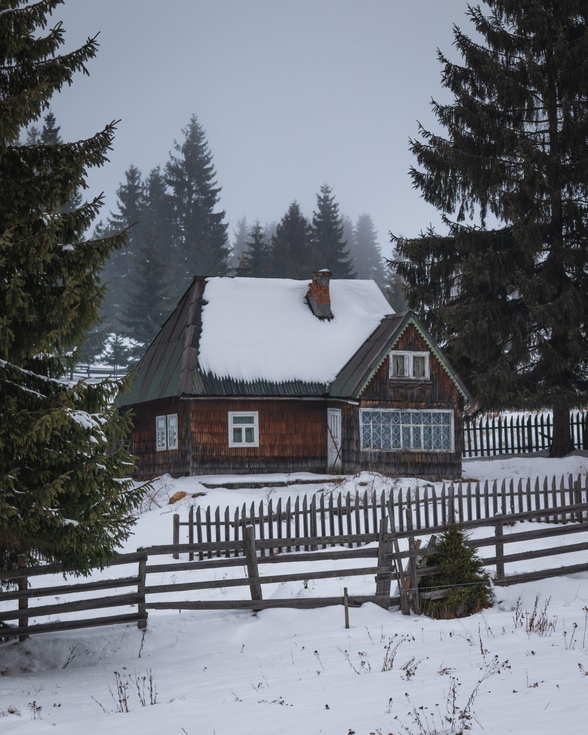 A single family home in winter