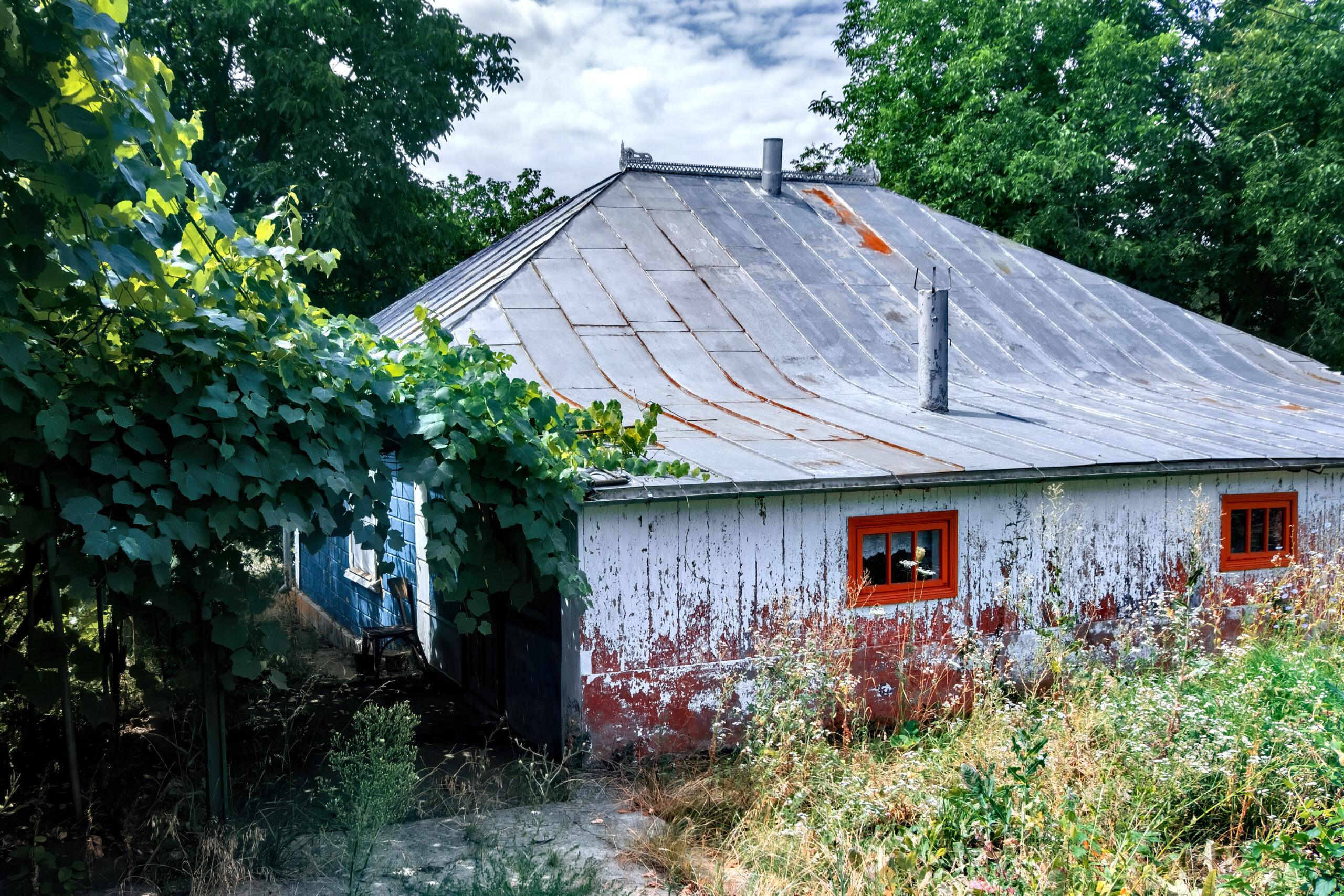 A rural cottage among trees