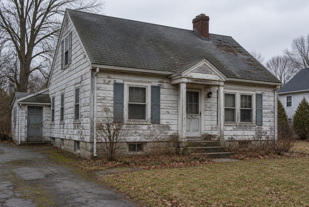 A run-down Massachusetts house needing repair