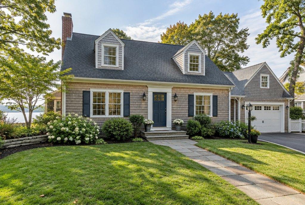 Classic New England Cape Cod home in a Massachusetts suburb